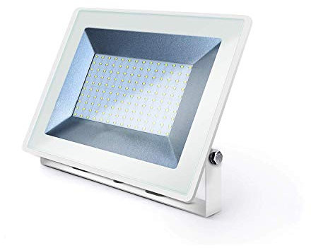 100W LED Fluter Strahler Flutlicht Scheinwerfer Wandstrahler Außenstrahler Extra Flach Weißer Rahmen IP65 Neutralweiß