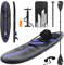 ECD Germany Aufblasbares Stand Up Paddle Board mit Kajak Sitz | 320x82x15 cm | Schwarz | PVC | bis 120kg | inkl. Pumpe Tragetasche Zubehör | SUP Board Paddling Board Paddelboard Surfboard Sitzfunktion