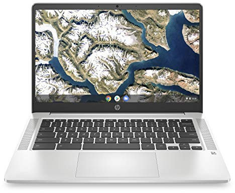 HP - PC Chromebook 14a-na0003sl, Intel Celeron N4020, 4 GB RAM, 64 GB eMMC, gráficos Intel UHD 600, Chrome OS, Google Play Store, pantalla 14 FHD, lector Micro SD