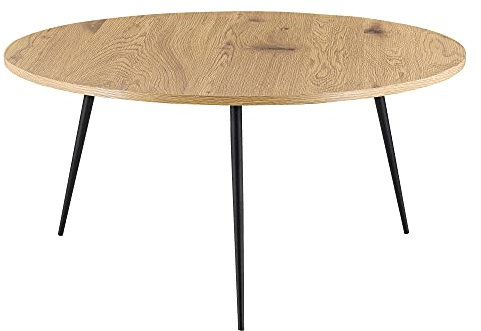 [en.casa] Couchtisch Farsund 80x40cm Beistelltisch Wohnzimmertisch Tisch Sofatisch Tischbeine aus Stahl Rund Eicheoptik Schwarz