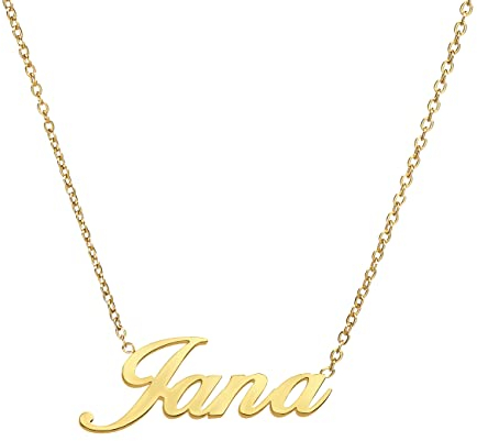 ANDANTE Premium Collection - Namenskette Jana 14K Gold Edelstahl Halskette Personalisierte Kette mit Namen - längenverstellbar 43 cm - 48 cm