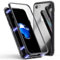 LONYAN Magnetic Phone Case for iPhone 7/8/SE 2022/SE 2020, Metal Frame Transparent Tempered Glass Back Built-in Magnet Adsorption Cover with Screen Protector for Apple iPhone 7/8 (Black)