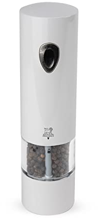 Peugeot PHENIX White Lacquered Stainless Steel Electric Adjustable Pepper Mill, 8-inch