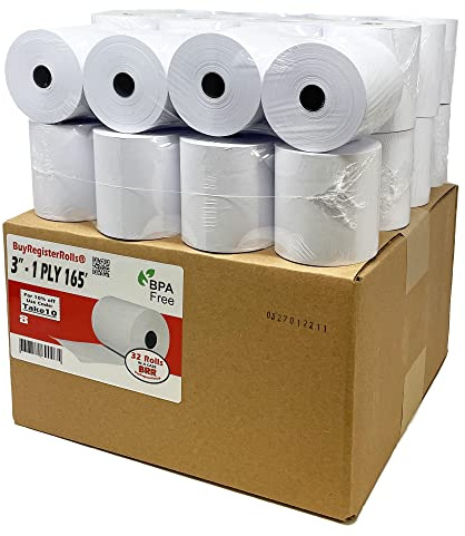 (32 Rolls) 3 x 165' 1 Ply Bond (Non –Thermal Kitchen Printer Paper) POS Receipt Cash Register For Star SP700 SRP275 SMP200 TMU200 MP500 NCR 2174 XR200 IMPACT Printers Requires Ribbons Erc30/34/38