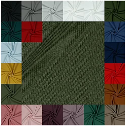 VmG-Store RIB Jerseystoff gerippt Uni Meterware 21 Farben zur Auswahl Tex zertifiziert Nähstoff (100 x 145cm, 063 I Army Green)