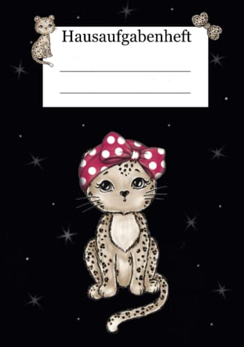 Hausaufgabenheft: Hausaufgabenheft mit Leopard für Mädchen in der Grundschule, Gesamtschule oder dem Abitur