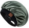 HAT HUT Schlafmütze aus Satin für Damen Herren, Seidenhaube Silk Bonnet Haarhaube, Verstellbares Breites Band, Doppellagig (Olivgrün)