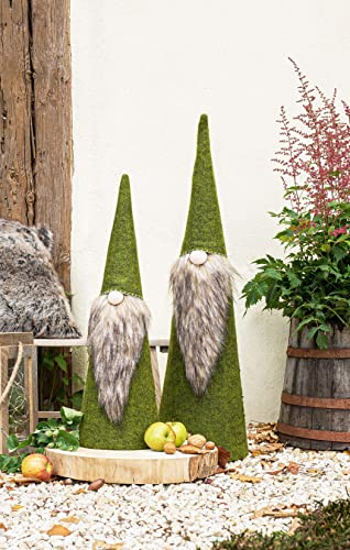 2X Wichtel Green aus Filz, grün, 60 + 80 cm hoch, Dekowichtel, Dekofigur