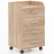 tinkaro Rollcontainer eckig BENUSH Massiv-Holz Sonoma Rollschrank Braun