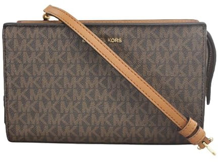 Michael Kors Damen Umhängetasche, mittelgroß, Valerie, genarbtes Leder, Umhängetasche, Braun/Eichel