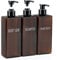 Segbeauty 16.9oz Lotion Dispenser, 3pcs Refillable Square Shampoo Bottles with Pump, 500ml Empty Plastic Bathroom Shower Bottles Liquid Soap Container Body Wash Dispenser for Home Hotel Travel Amber
