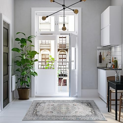 TALETA Waschbar Küchenläufer rutschfest Küchenteppich, Vintage Flur Läufer Teppichläufer lang für Flur, Küchen, Eingang, Hallway, Groß: 80 x 150 cm