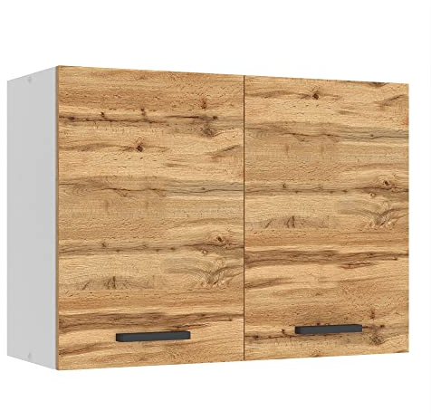 Belini Hängeschrank Küche, Küchenschränke SG. Breite 80 cm. Oberschrank mit 2 Türen, Küchenhängeschränke, Wandschrank Hängend, Wotan-Eiche