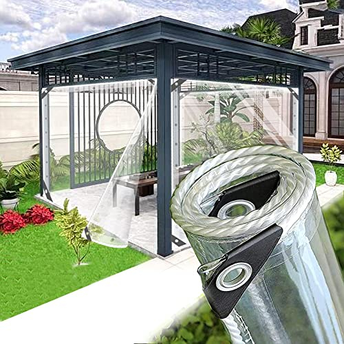 Transparente Plane mit ösen 3 * 4m Abdeckplane 0.35mm Pflanzenschutz Regen-Vorhänge PVC Glas Klare wasserdichte Tarps Schutzplane Allzweckplane als Türvorhang Kunststoffplane