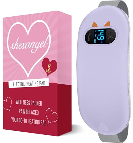 shesangel FSA HSA Friendly Heating Pad, Portable Wireless Menstrual Heating Pad with 6 Heat Levels & 6 Massage Modes, Heating Pad for Menstrual Cramps, Pain