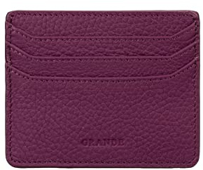 grande 3633 Genuine Leather Card Holder for Women and Men Super Slim Minimalist Small Snap Wallet (Purple)