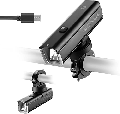 ROCKBROS Luce Bici Anteriore 1500 Lumen, Fanalino LED per Bicicletta MTB, Set Luci Posteriore Anteriore, Impermeabile IPX6, 5 modalità di Illuminazione,Ricaricabile Type-C, Installazione Facile