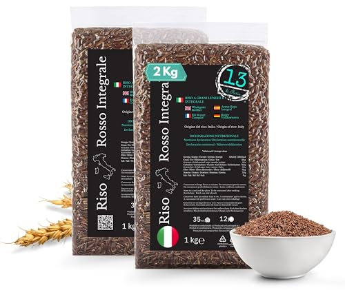Riso Rosso Integrale Italiano 2 kg – Senza Glutine, Ricco di Fibre e Antiossidanti – Croccante e Aromatico – Coltivato in Piemonte – Ideale per una Dieta Sana e Bilanciata | 13 di Ilaria