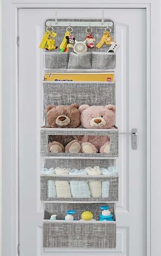 VICTORICH All-In-One Organizer für die Tür, super hinter der Tür, Aufbewahrungs-Organizer mit Türregal und großen transparenten Fenstern, Wandordner, Hängeorganizer (Gittergrau)