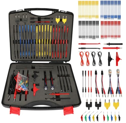 104 Stück Messleitungen für Multimeter, Messleitungen Prüfkabel Kit mit 4mm Bananenstecker Kabel, Krokodilklemmen, Teststifte, Bananen-Stecker-Adapter, Jumper Kabel für Digitales Multimeter (104)