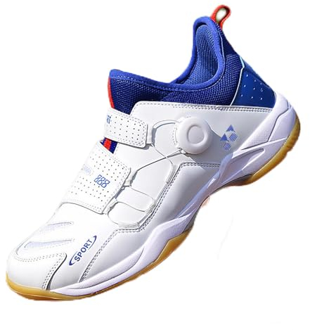 JYDQM Herren-Tischtennisschuhe, Atmungsaktiver Indoor-Sneaker, Verschleißfeste Unterseite, Leichte Mesh-Pingpong-Schuhe,Blue-39EU