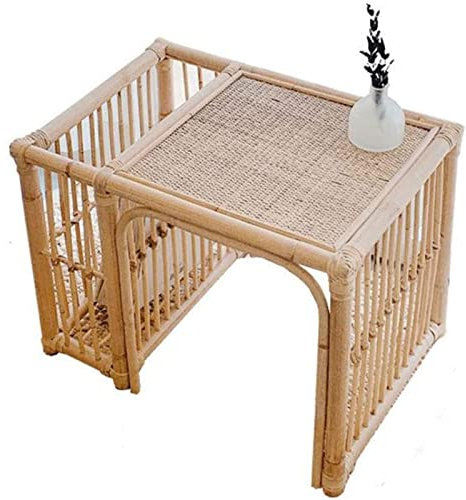 ZILOOK Kleiner Rattan-Couchtisch im japanischen Stil, Tatami-Aufbewahrung, Beistelltisch, Sofa, niedriger Beistelltisch für Wohnzimmer, Schlafzimmer, Kleiner Raum Decoration