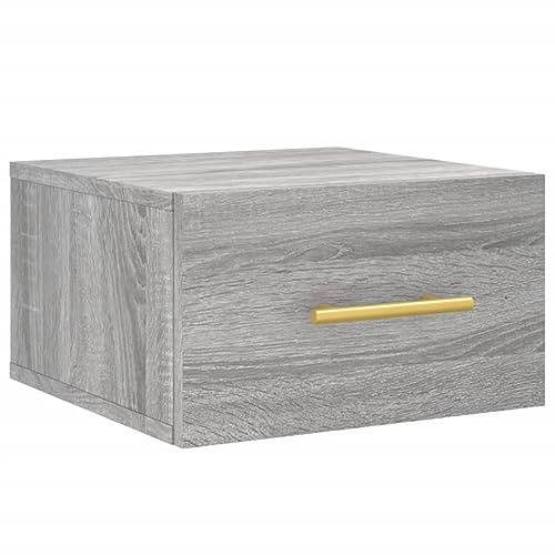 vidaXL Wand Nachttisch, Nachtschrank mit reichlich Stauraum, Hängend Nachtkommode Nachtkonsole, Wandschublade für Schlafzimmer, Grau Sonoma