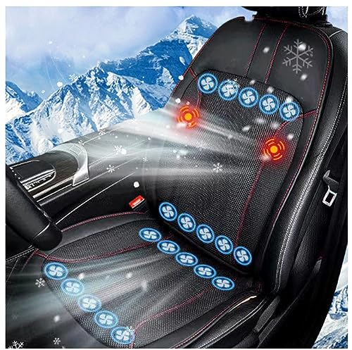 SAKEMA Sitzbezüge Auto, 12v/24v,20 Fans,3 Kühlstufen Kühlende Sitzauflage Massage,Negative Ionen und Uv Funktion Belueftete Sitzauflage für Pkw/LKW Vordersitze 1 Packung
