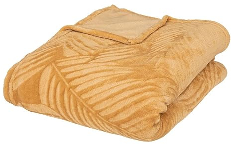 Atmosphera - Plaid Zoa Flanell - Ockergelb - 230x180 cm - Senfgelb