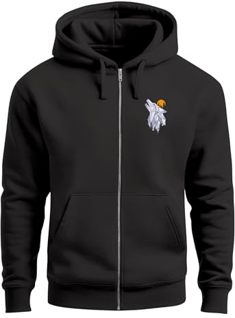 Neverless® Zip-Hoodie Herren Polygon Wolf Wald Sweatjacke Kapuze Print Outdoor Zipjacke Männer Fashion