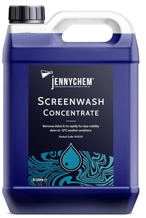 Jennychem Regular Concentrated Screenwash 5L. Screen Wash Concentrate Antifreeze Works In Winter Weather Up To -12°C. Anti-Smear. Can be Diluted To Suit All Seasons