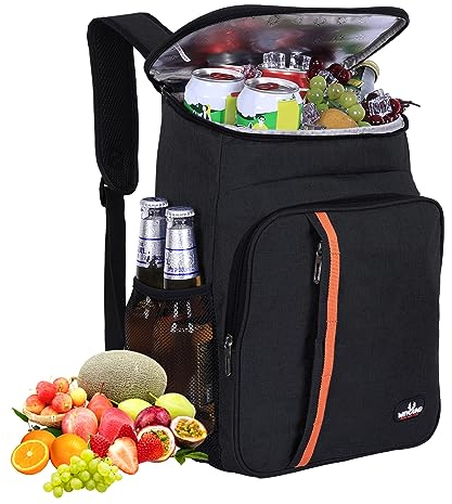 23L Mochila Nevera Isotermica Bolsa Mochila para la Playa Verano Picnic, Picnic, Barbecue, eventi(Negro)
