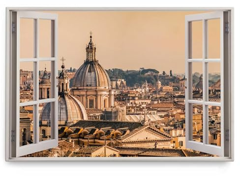 Paul Sinus Wandbild 120x80cm Fensterbild Petersdom Vatikan Italien Rom Altstadt Historisch