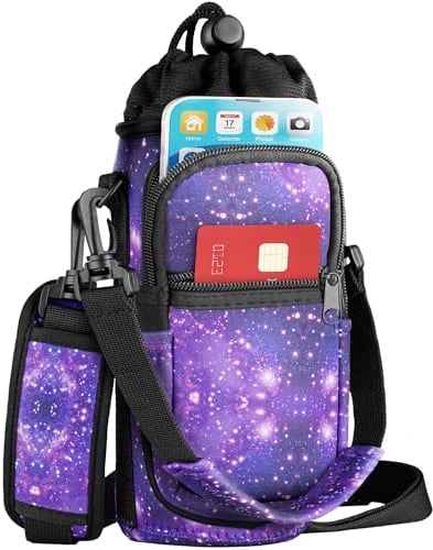 EcoEarth - Water Bottle Holder with Strap - Water Bottle Carrier Bag for Hiking - Crossbody Hydration Pouch with Phone Holder