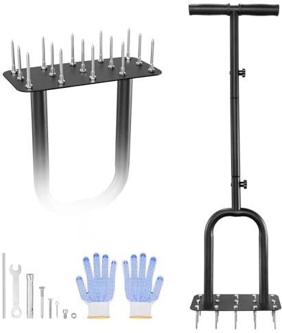 Lawn Aerator Spikes Aerating Tool, Manual Yard Grass Aerator with Strong Spikes, 34 to 36 Retractable Garden Lawn Aeration for Aeration Compact Soil