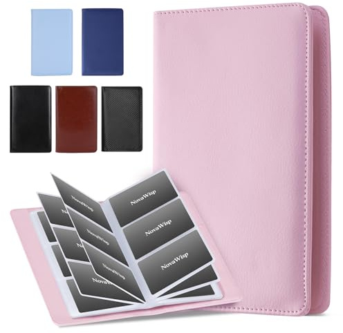 Porte-cartes de visite professionnel (50 pages), porte-cartes de visite en cuir synthétique pour homme et femme, porte-cartes portable, accessoires pour la maison et le bureau, rose