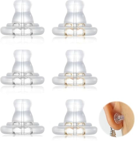 SJUIEO 3 paires de fermoirs de boucles d'oreilles en or 18 carats + 3 paires de fermoirs en argent 18 carats pour boucles d'oreilles pendantes, hypoallergéniques et transparents