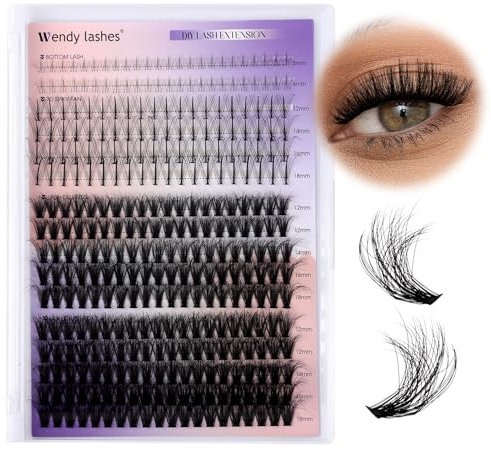 Cluster Lashes Upper and Lower Lash Clusters 3D Effect 40D+50D 0.07mm 12-18mm Mixed Individual Eyelash Clusters Wispy DIY Cluster Lash Extensions with Bottom Lashes