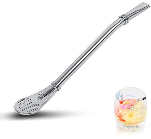 Hominas Pajitas de Acero Inoxidable de Yerba Mate, Pajitas de Beber Desmontables Cucharas Bombilla Mate Paja para Té Suelto Bebidas Cóctel