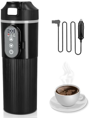 24v/12v Travel Electric Kettle for Car/Truck, 500ml Car Heating Kettle with Lcd Display, 304 Stainless Steel,Anti-Dry Burn Protection