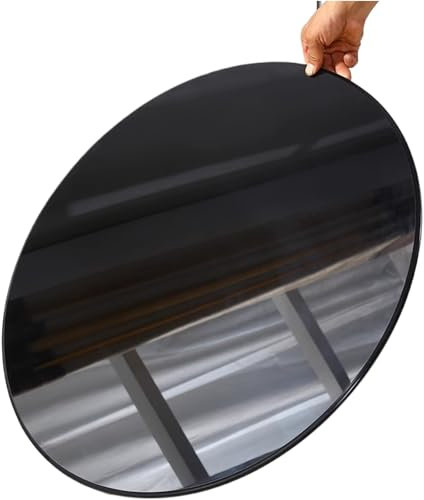 BVDHASDBT Plaque circulaire ronde en verre trempé noir de qualité supérieure, pour table à manger, table basse, maison, bureau, durable et robuste, facile à installer, cercle parfait (42 cm)