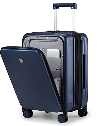 Hanke Cabin Luggage Expandable Cabin Case Hard Shell Suitcase with Laptop Compartment Suitcases with Wheels Spinner 20 Inch Hand Luggage Combination Lock for Travel,Dark Blue