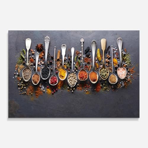 ARTHUB® Küchenrückwand aus Glas 60x80 cm, 5mm ESG | Spritzschutz, Glasplatte, Herdspritzschutz, Wandschutz für Herd, Hartglas, Lebensmittel, Gewürze, Spices Black Board