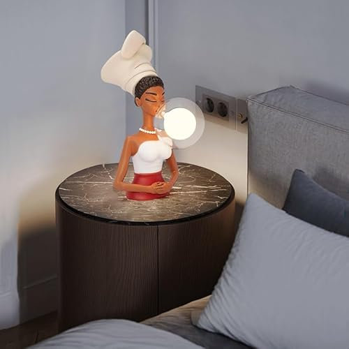 Kreatives Nachtlicht Tischdekoration, Blasenblasen Mädchen Moderne Schreibtischlampe Beleuchtung, Batteriebetriebene Schöne Harz Tischlampe mit G4 Glühbirne & Transparent Glas Lampenschirm (Mädchen 1)