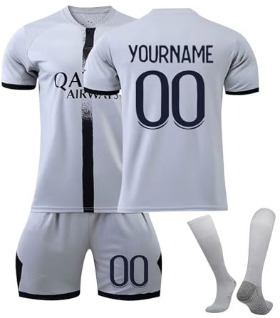 Personalisiertes Fußball Trikots Set 25/24 Hause/Auswärts Fußballtrikot Strips Fussball Trainingsanzug Sportshirt Junge Football Training Tshirts Shorts und Socken Anzug mit DIY Name Nummer 08