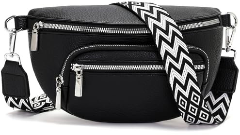 Sasrymnl kleine bauchtasche damen Schwarz umhängetasche damen klein gürteltasche Veganes Leder brusttasche handtasche crossbody bag