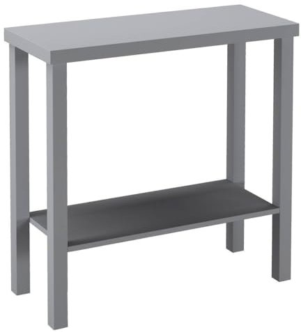 URBNLIVING Console étroite à 2 niveaux en bois - Meuble d'entrée et de couloir - Table de rangement et d'exposition fine avec étagères ouvertes, construction robuste, finitions contemporaines, idéale