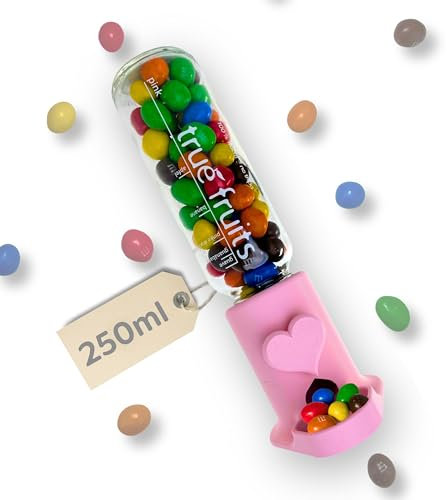 thrid Süßigkeitenspender Adapter für 250ml True Fruits Flasche Deckel/Adapter Kaugummiautomat retro Gadget Candy Bar Bubble Gum Dispenser - pink