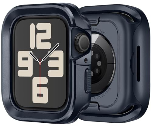 Bisikor Funda 2 en 1 Metal Compatible con Apple Watch Series 6/5/4/SE 44mm Carcasa, Protector Resistente con Cubierta de Silicono Antigolpes para iWatch 44mm (Azul)