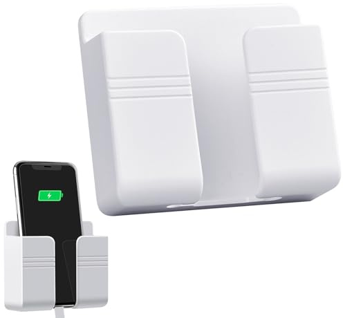Wall Phone Holder No-Drill Self-Adhesive with Data Cable Receiving Hole | Wall Mount Phone Holder Wall Phone Holder Stick On Multipurpose Control Storage Box Waterproof for Shower Bedroom Office